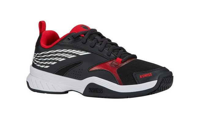 K Swiss SpeedEx Mens Tennis Shoe - Stretch Limo/White/High Risk Red