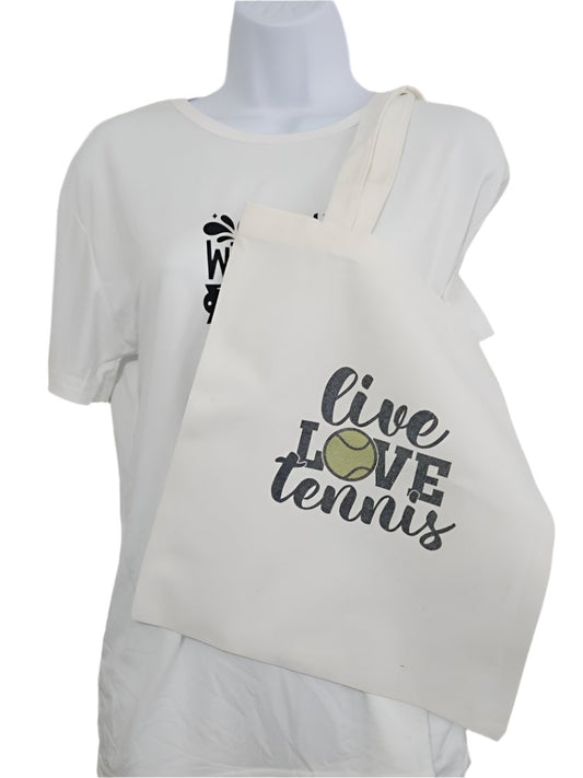 Canva Bag Vintage Style "Live, Love, Tennis"