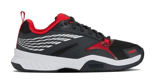 K Swiss SpeedEx Mens Tennis Shoe - Stretch Limo/White/High Risk Red
