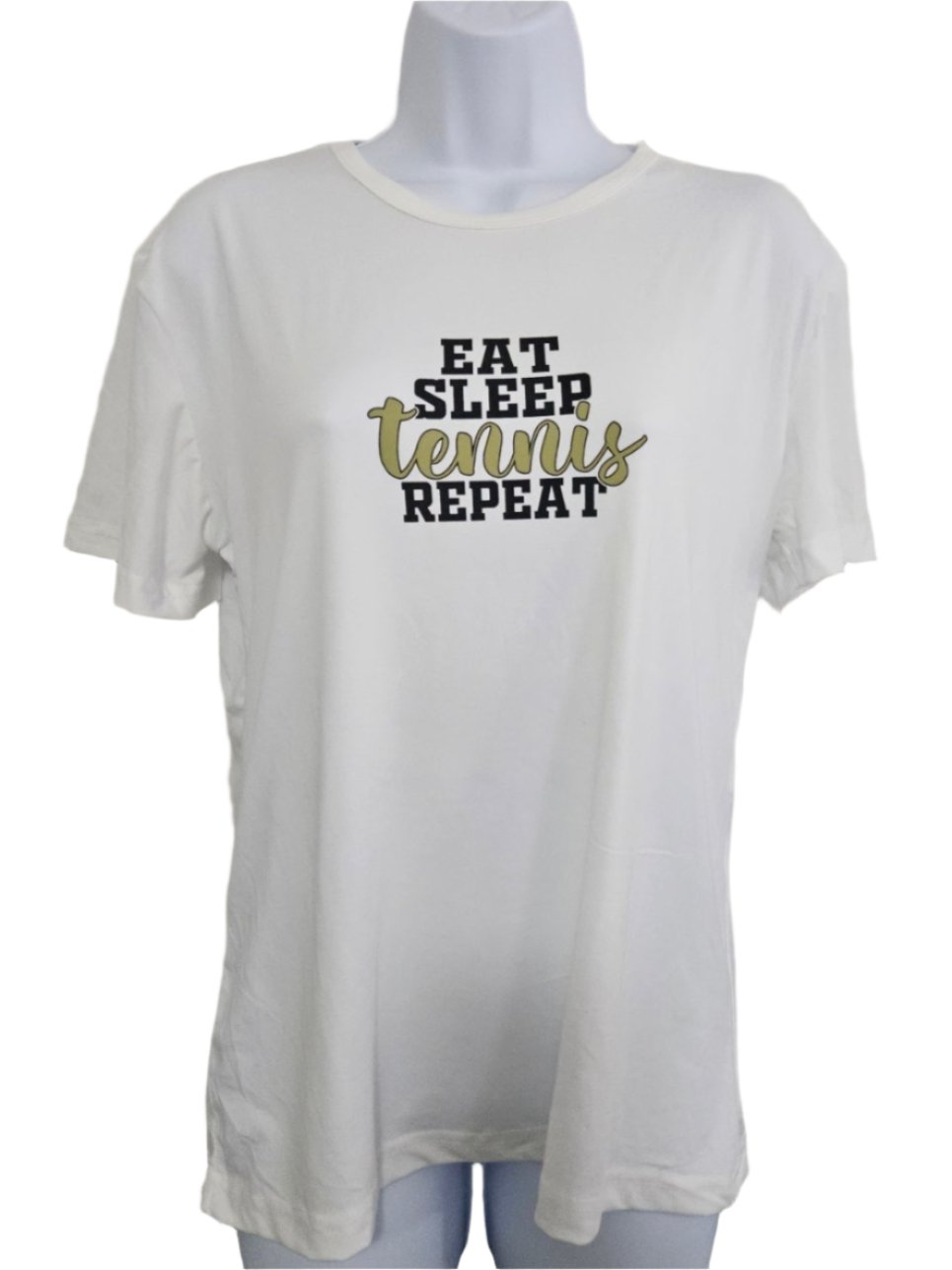 Short sleeve T-shirt - Women L - "Eat, Sleep, tennis, Repeat"